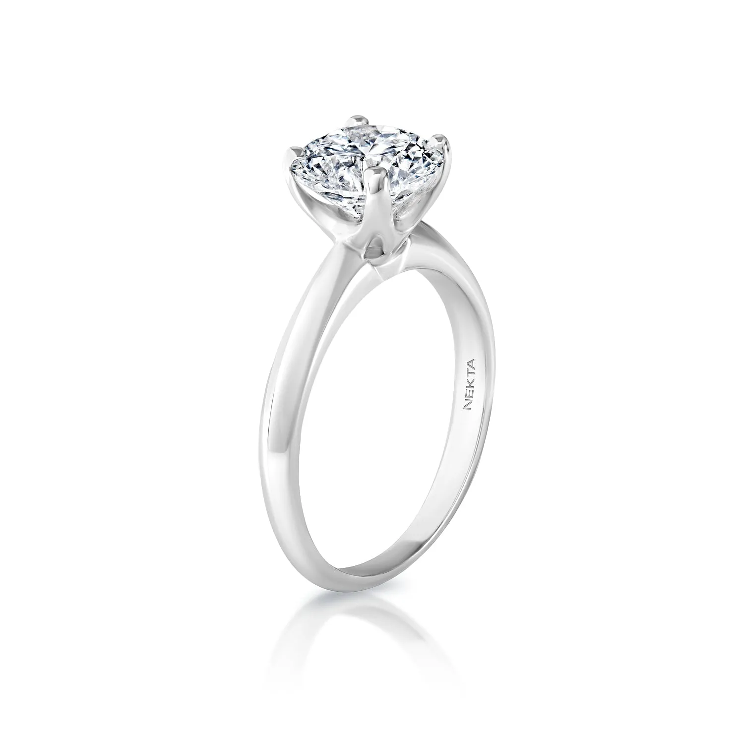 Lourence 2 Carat F VS2 Round Brilliant Lab Grown Diamond Solitaire Engagement Ring in 18k White Gold