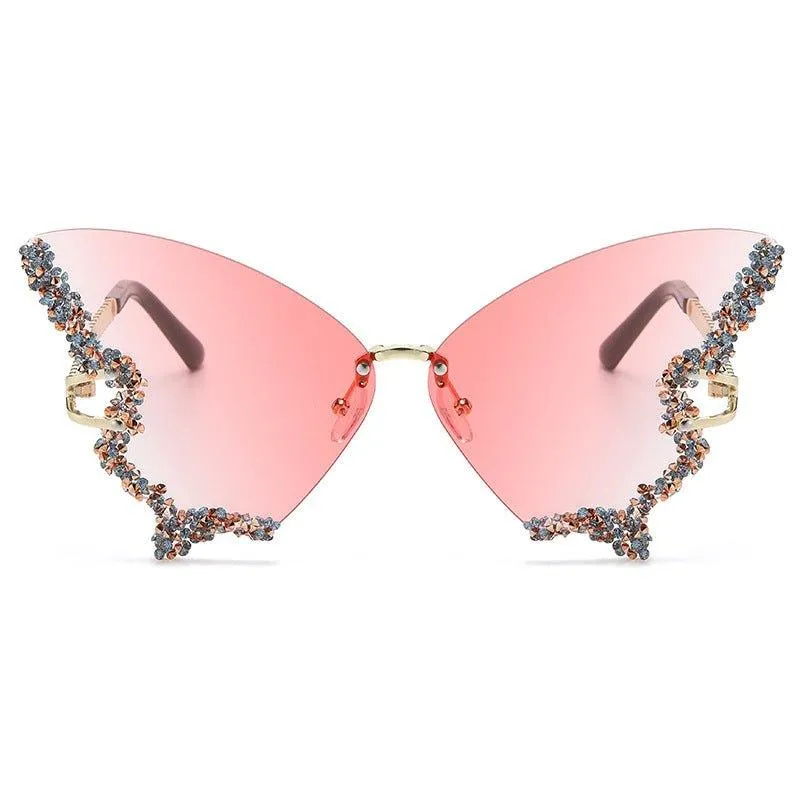 MAC116 Large Frame High-end Diamond-encrusted Butterfly Anti-UV Sunglasses