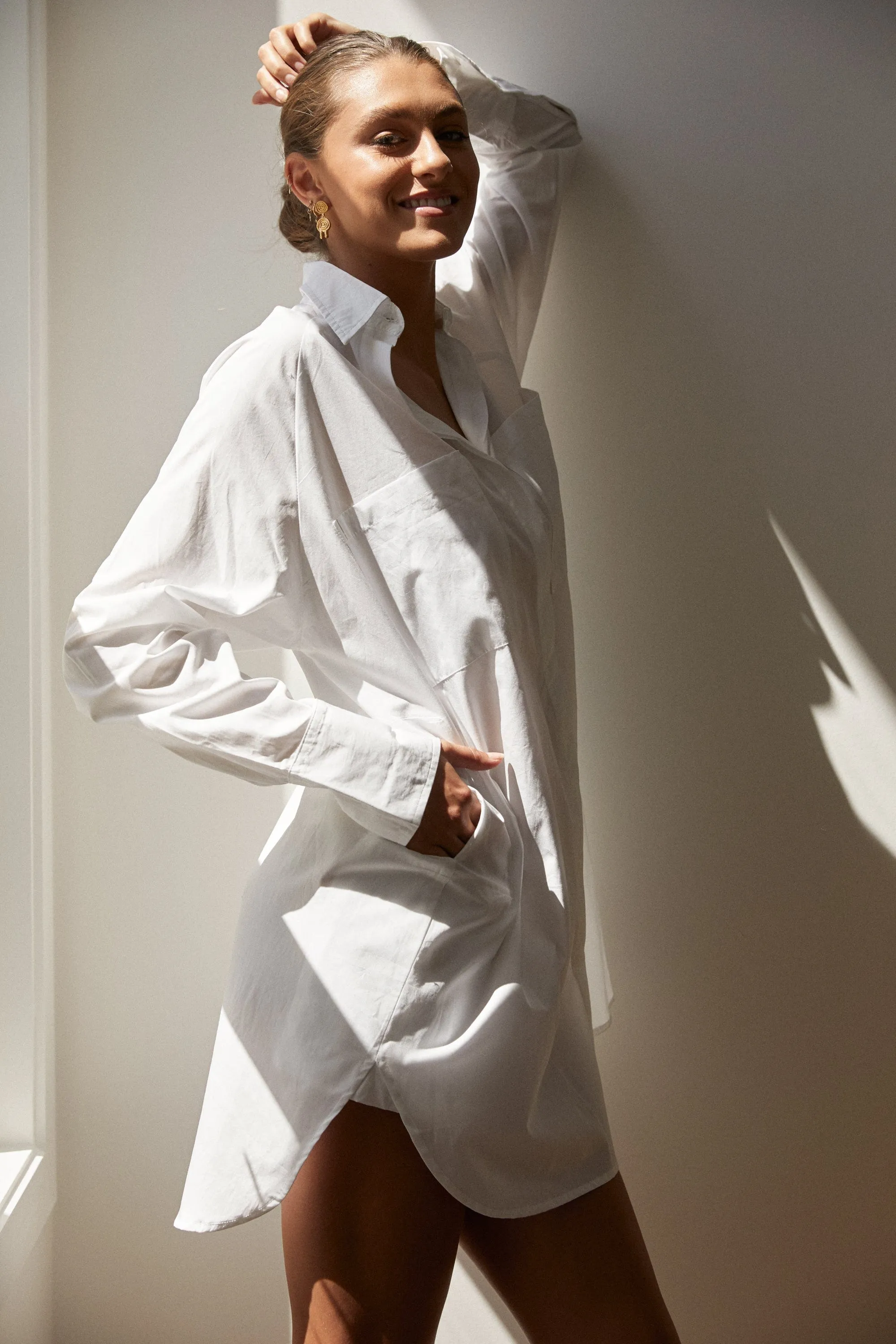 Madeleine Boyfriend Shirt - White Cotton