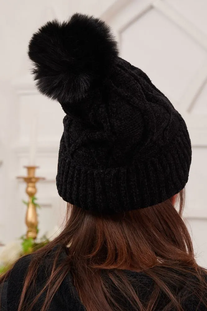 Marl Textured Pom Pom Beanie Hat