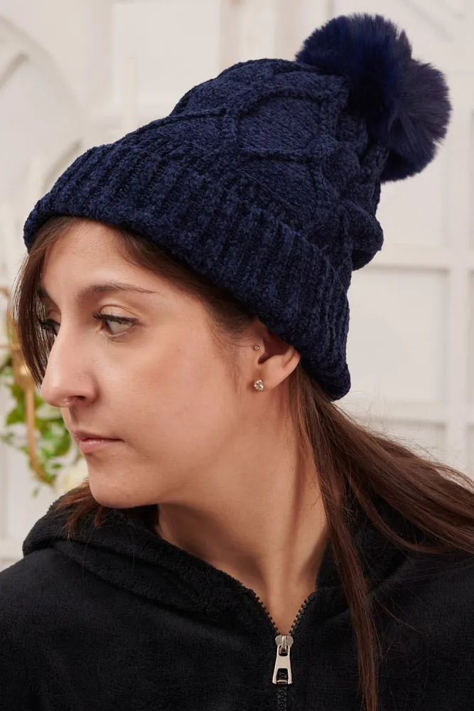 Marl Textured Pom Pom Beanie Hat