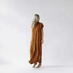 Maxi sleeveless shirt dress in mustard by Seaside Tones