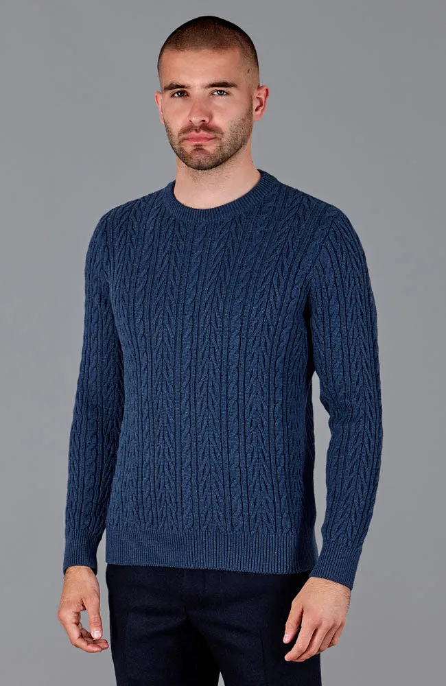 Mens Midweight 100% Cotton Chevron Cable Jumper