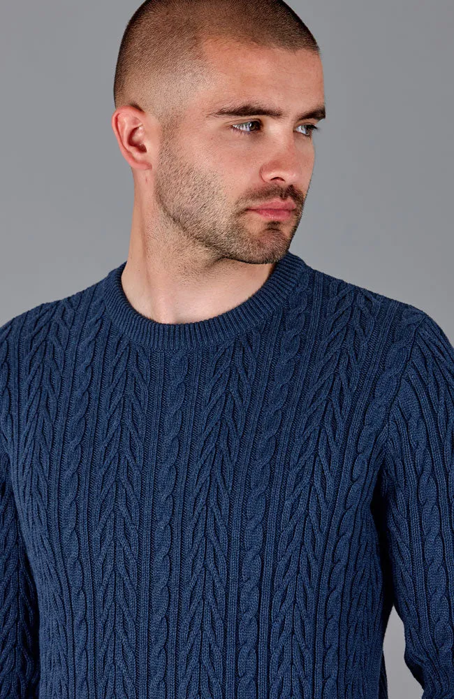 Mens Midweight 100% Cotton Chevron Cable Jumper