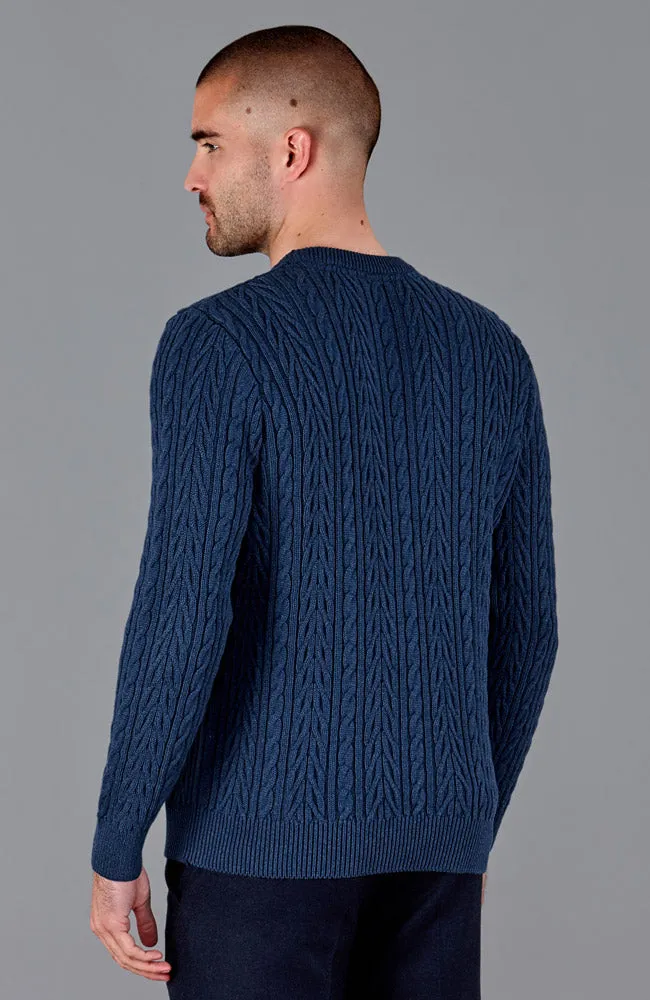 Mens Midweight 100% Cotton Chevron Cable Jumper