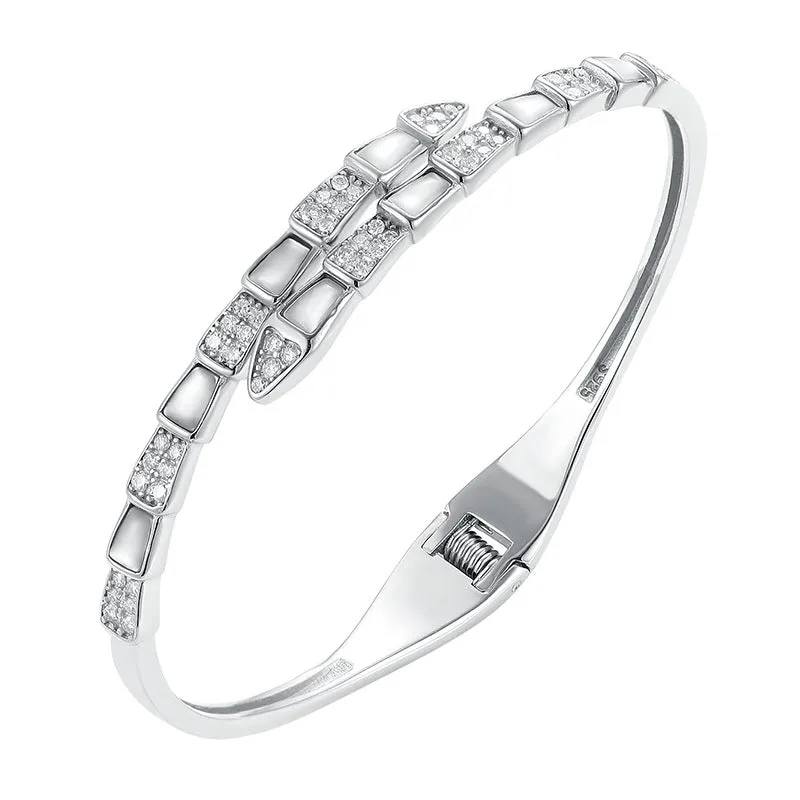 Moissanite Snake Shape Sterling Silver Tennis Bracelet