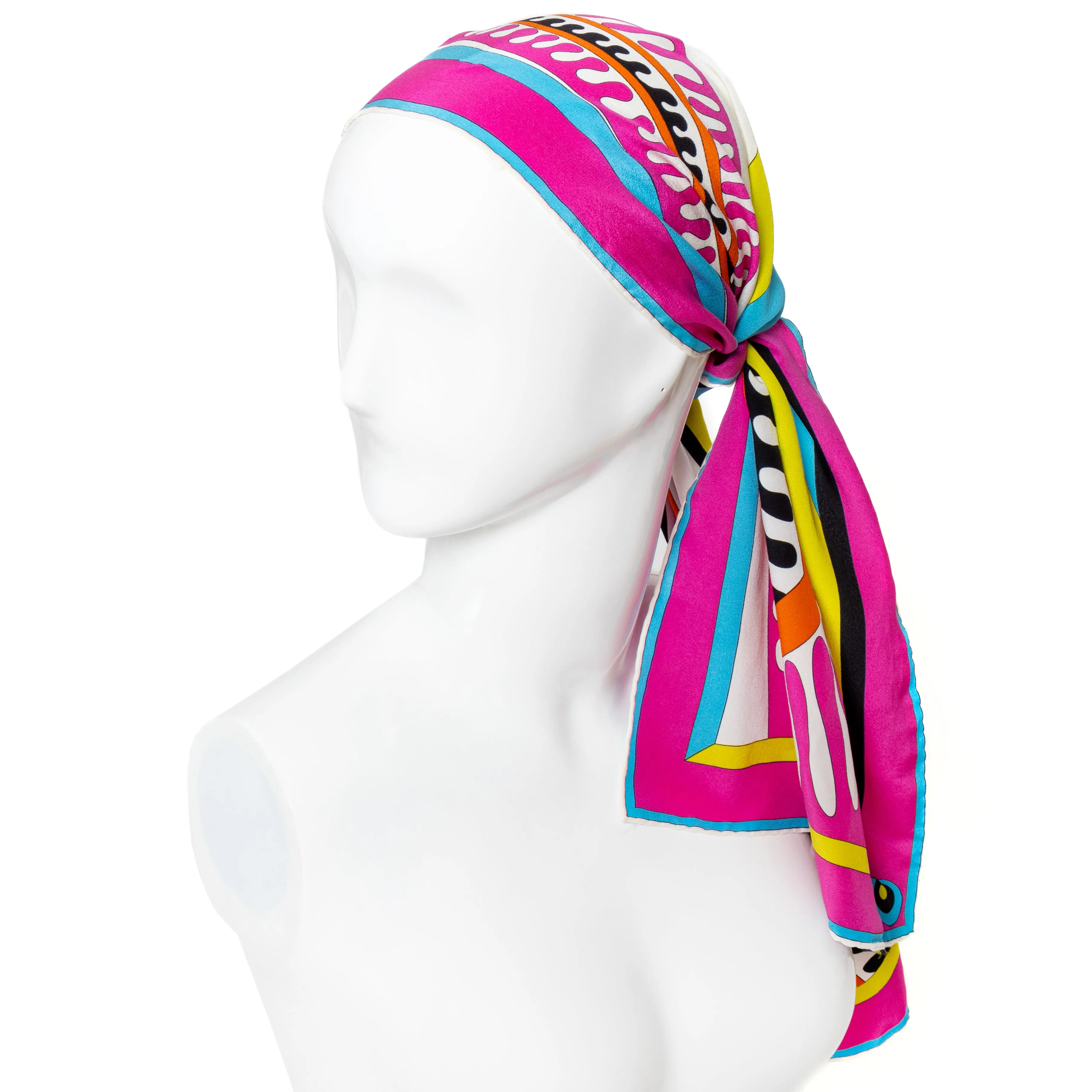 Multicolored Silk Abstract Print Scarf