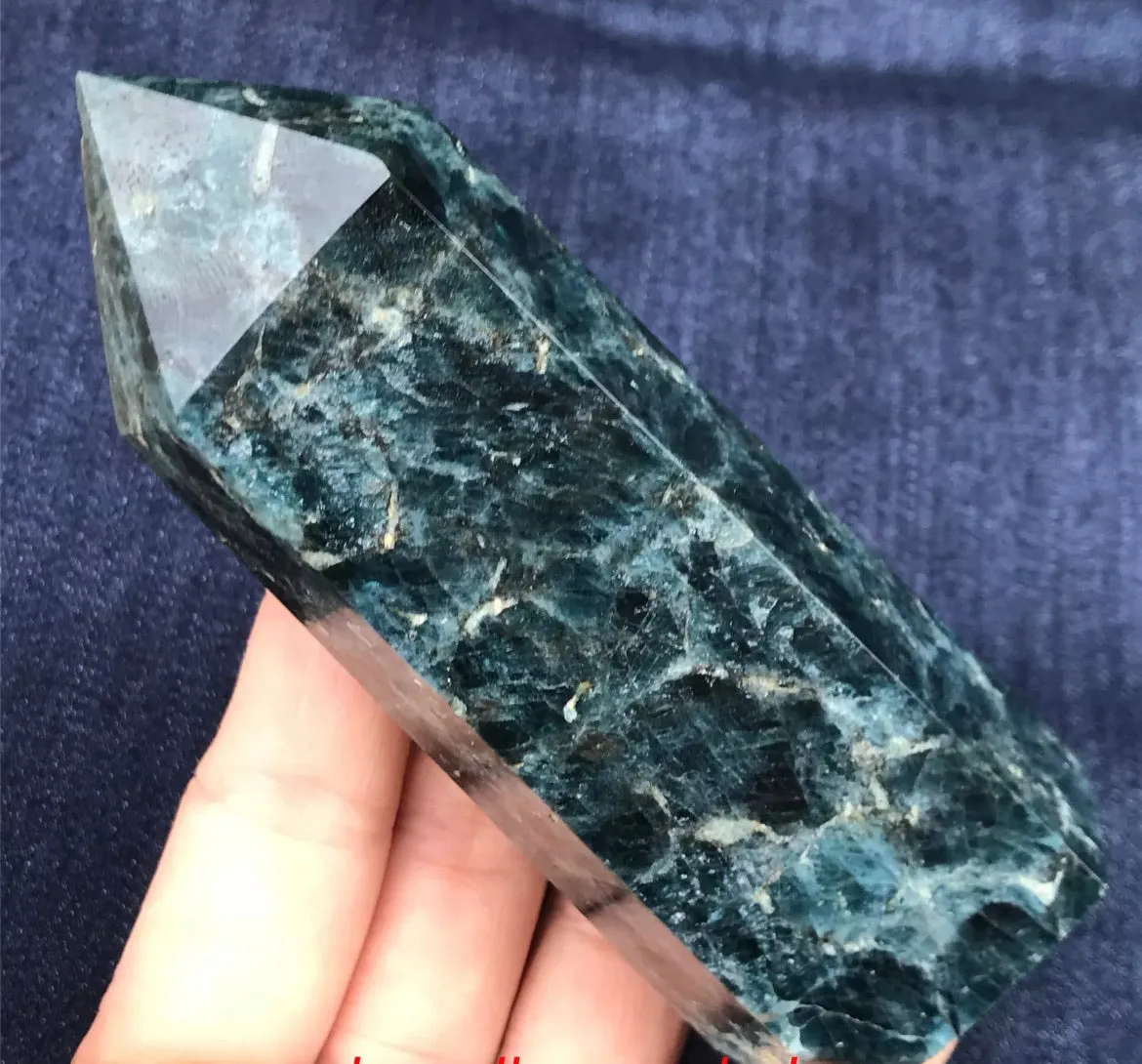 Natural Blue Apatite gemstone Tower Point Obelisk