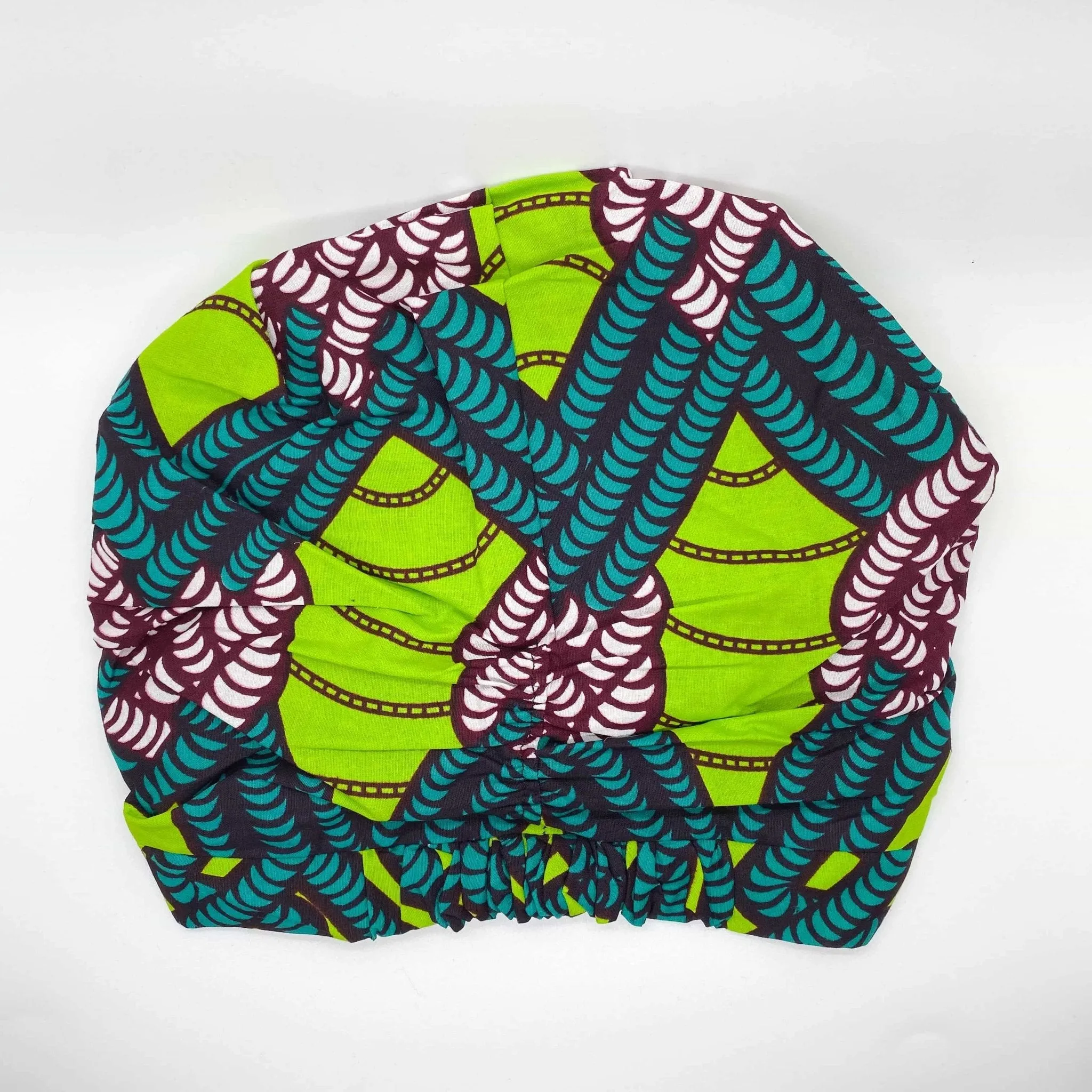 NITA African Print Bonnet II Set (Ball Knot) (GREEN)