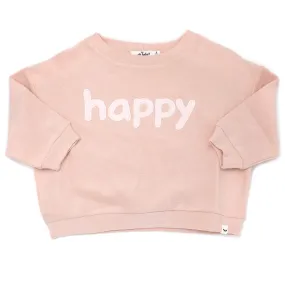 oh baby! Cotton Terry Slouch Boxy Sweatshirt - happy Applique - Peachy