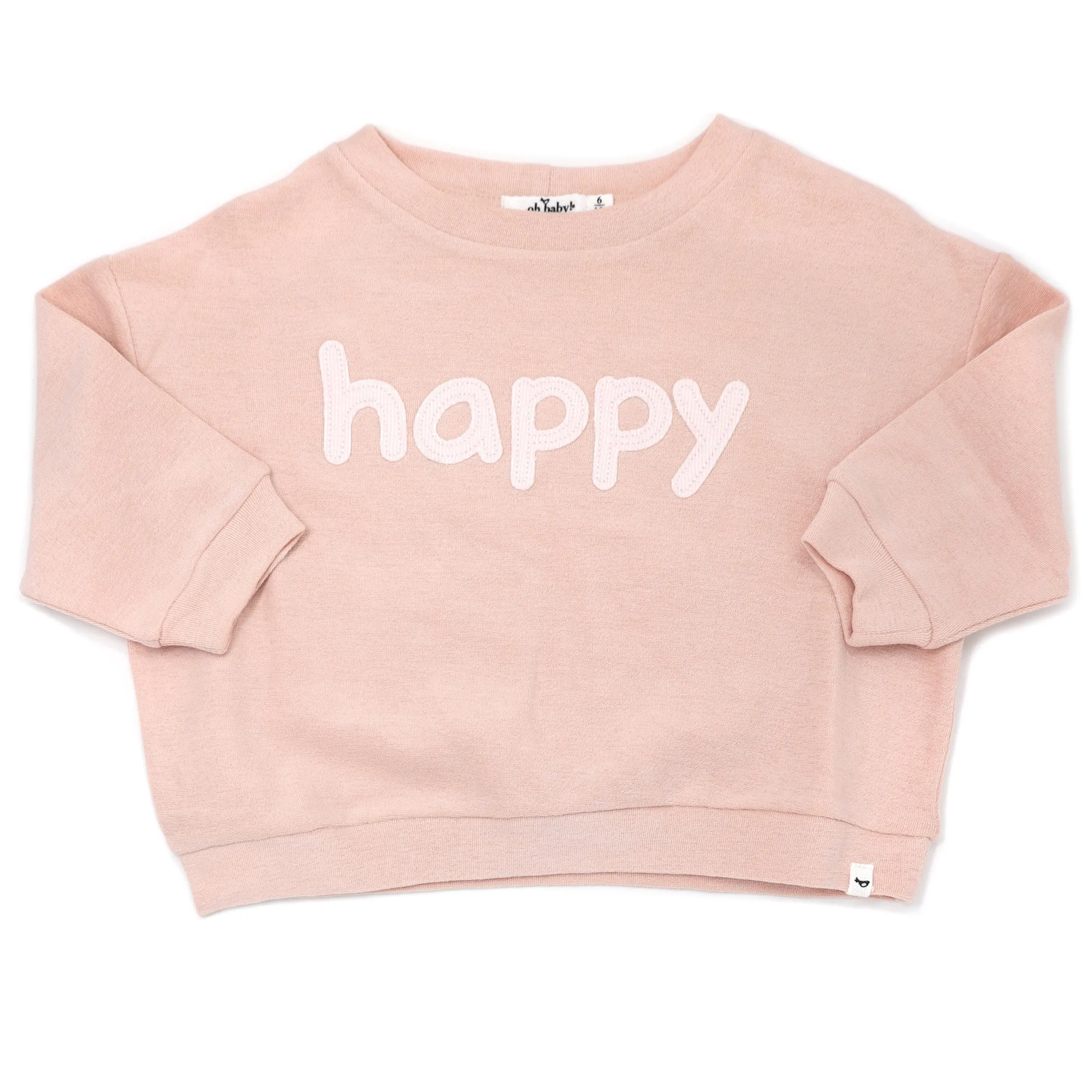 oh baby! Cotton Terry Slouch Boxy Sweatshirt - happy Applique - Peachy