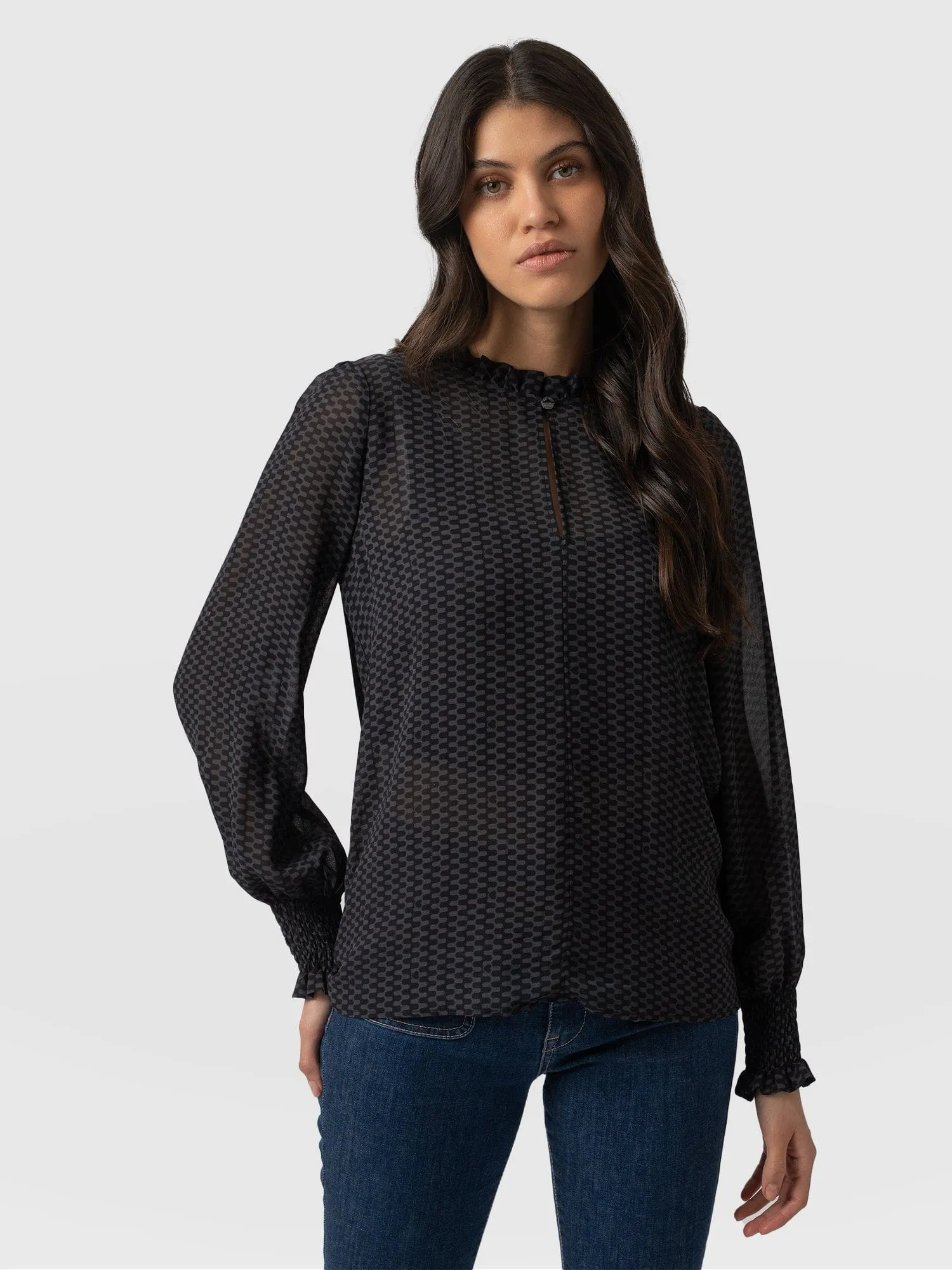 Olivia Blouse - Charcoal Wave