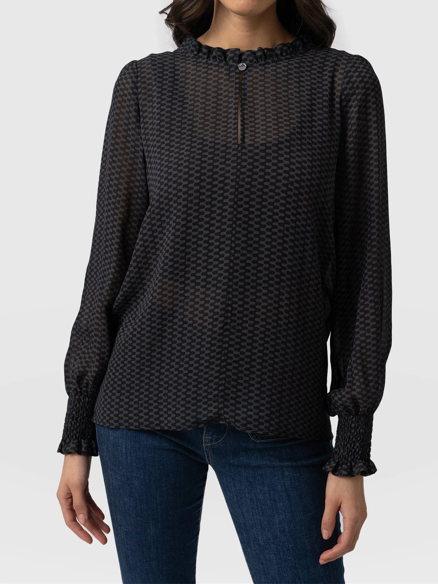 Olivia Blouse - Charcoal Wave