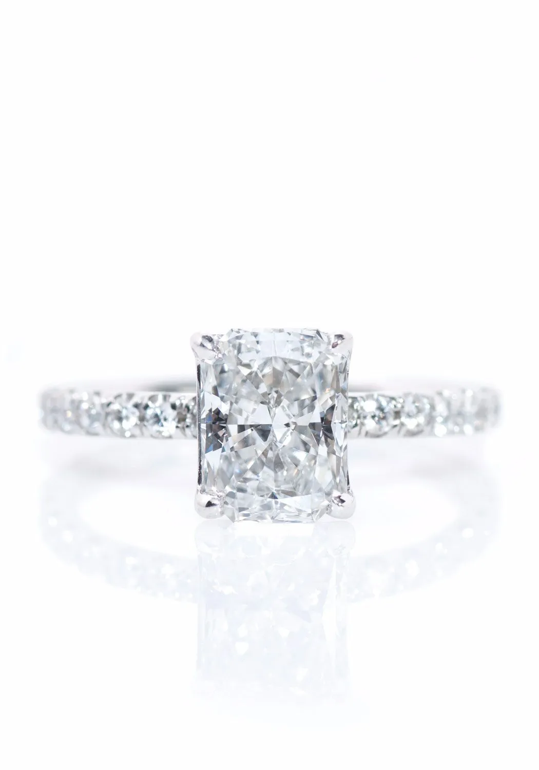 Oster Collection 1.64ctw Radiant Cut Diamond Ring With Pave Band