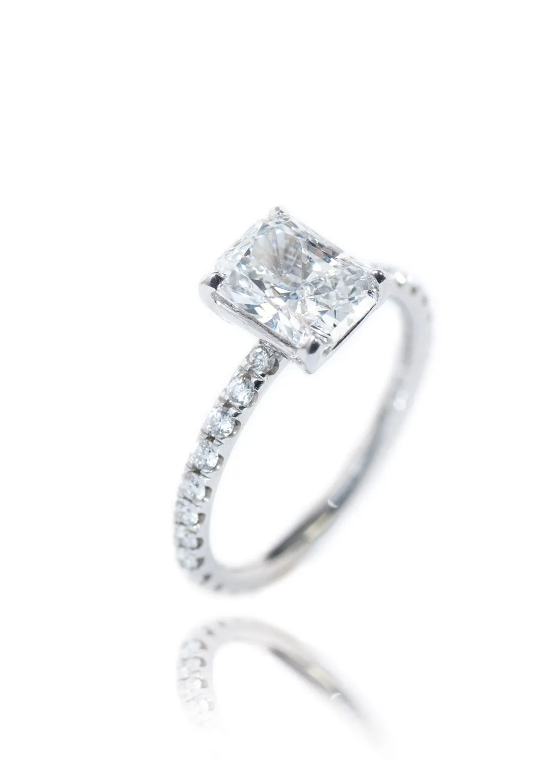 Oster Collection 1.64ctw Radiant Cut Diamond Ring With Pave Band