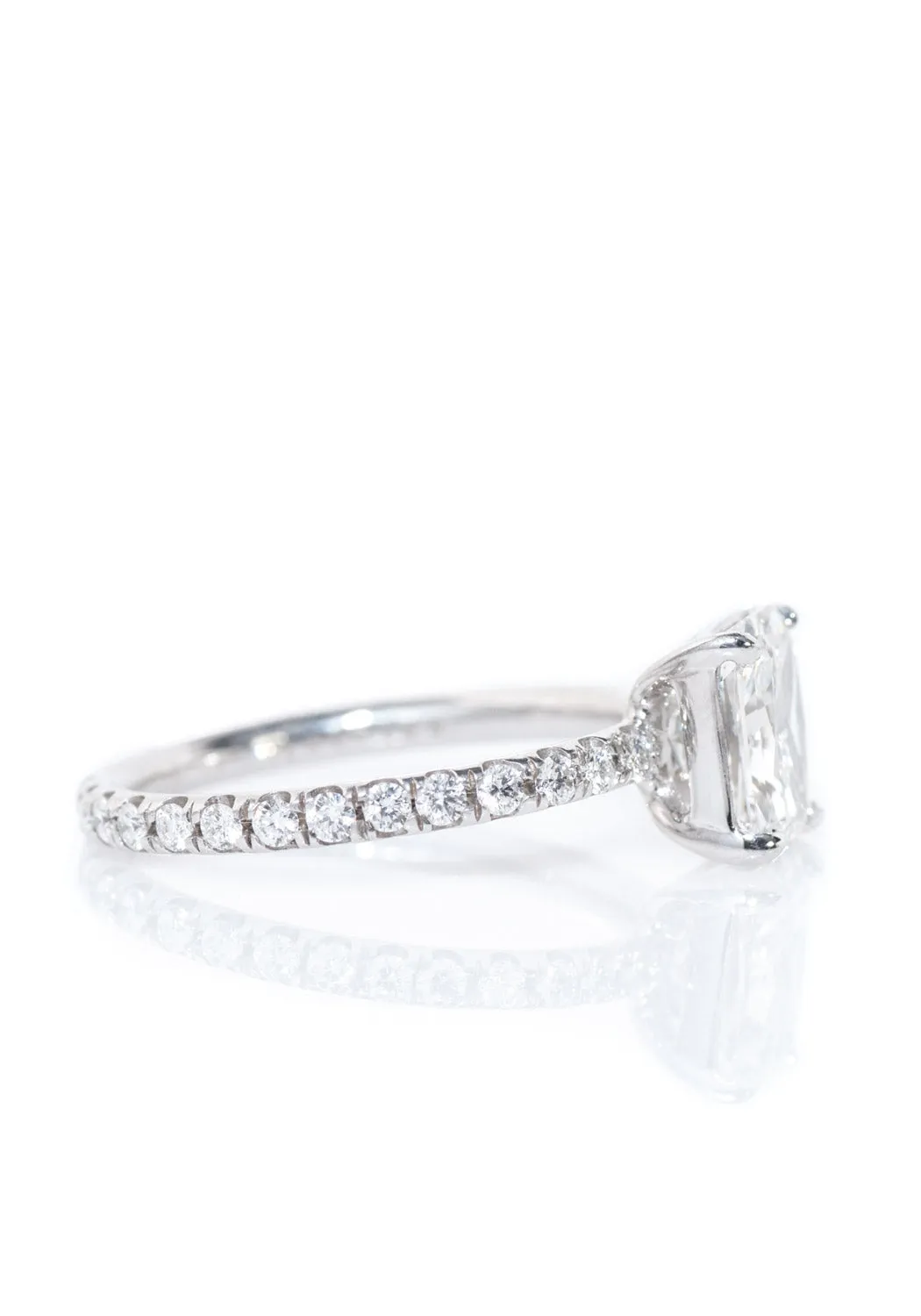 Oster Collection 1.64ctw Radiant Cut Diamond Ring With Pave Band