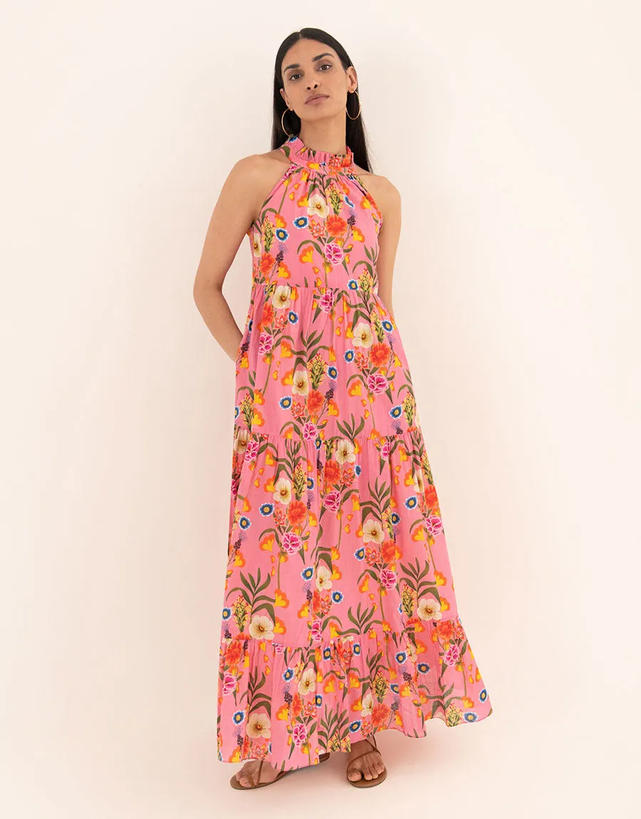 Pandora Voile Maxi Dress - Vila Floral Pink