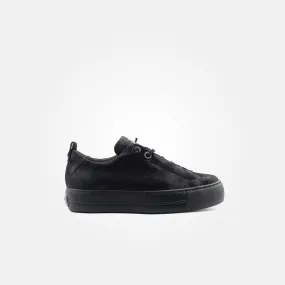 Paul Green Black Nubuk Elastic Lace Trainer