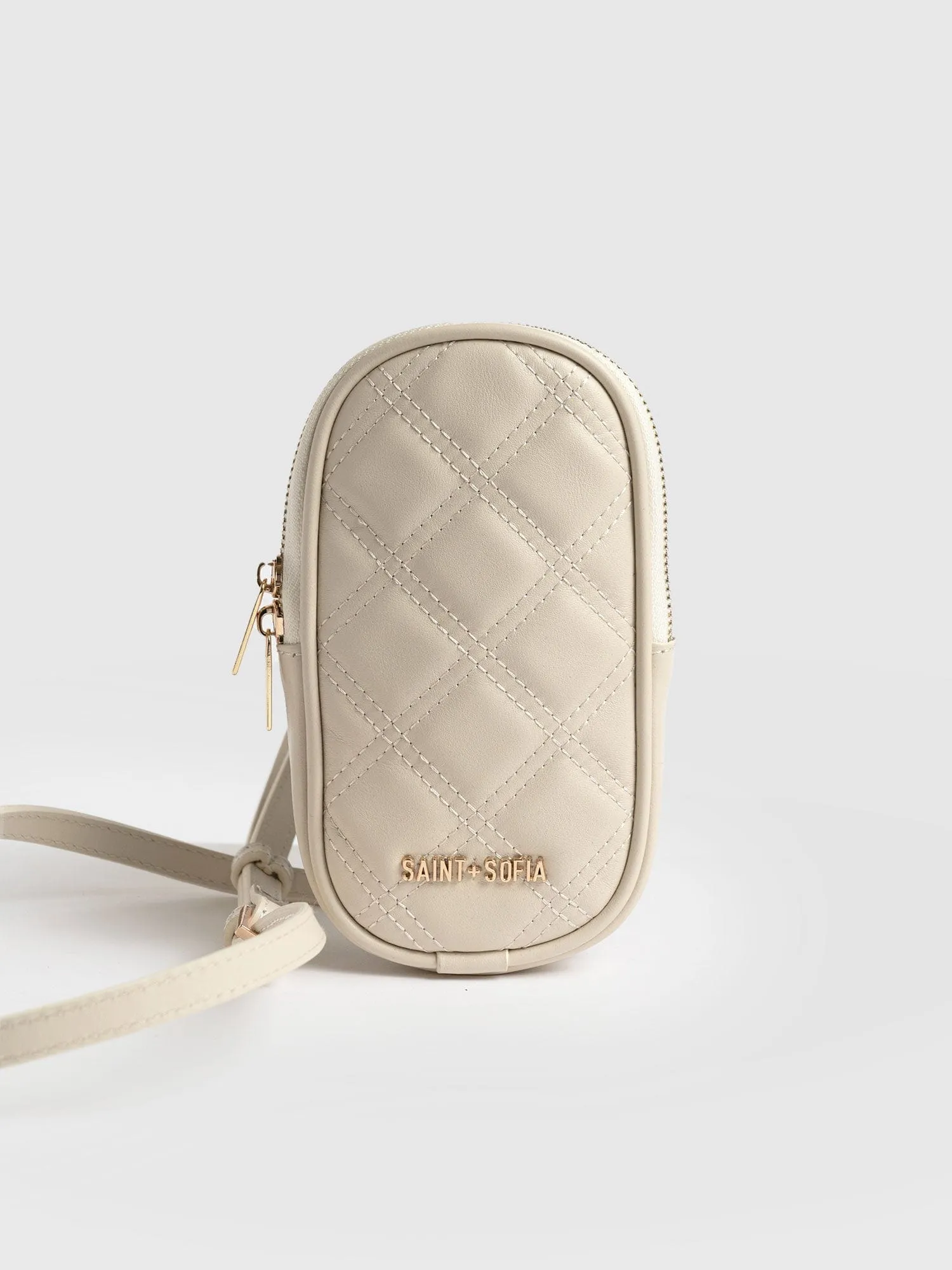 Pilton Quilted Phone Bag - Cream