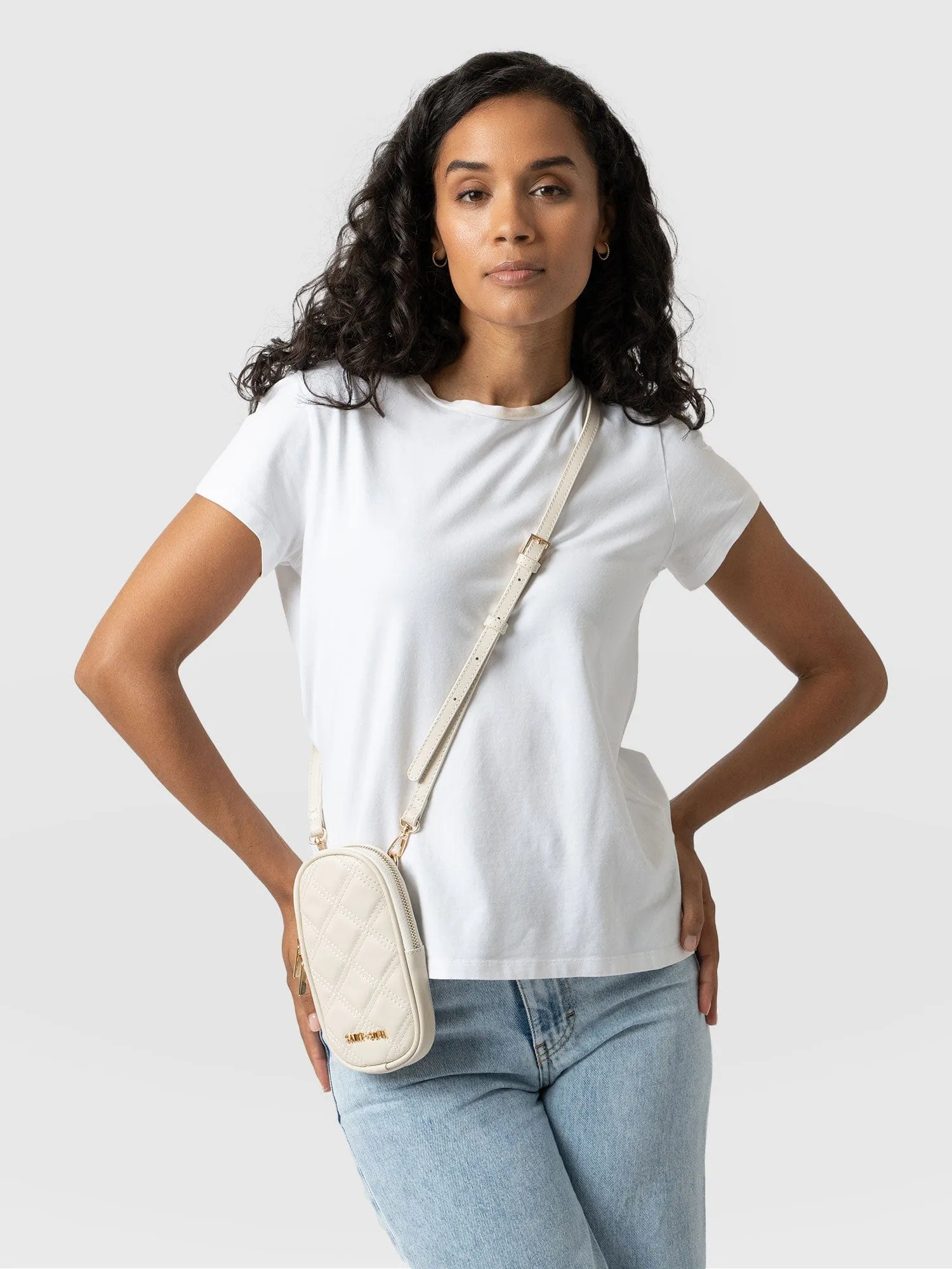 Pilton Quilted Phone Bag - Cream