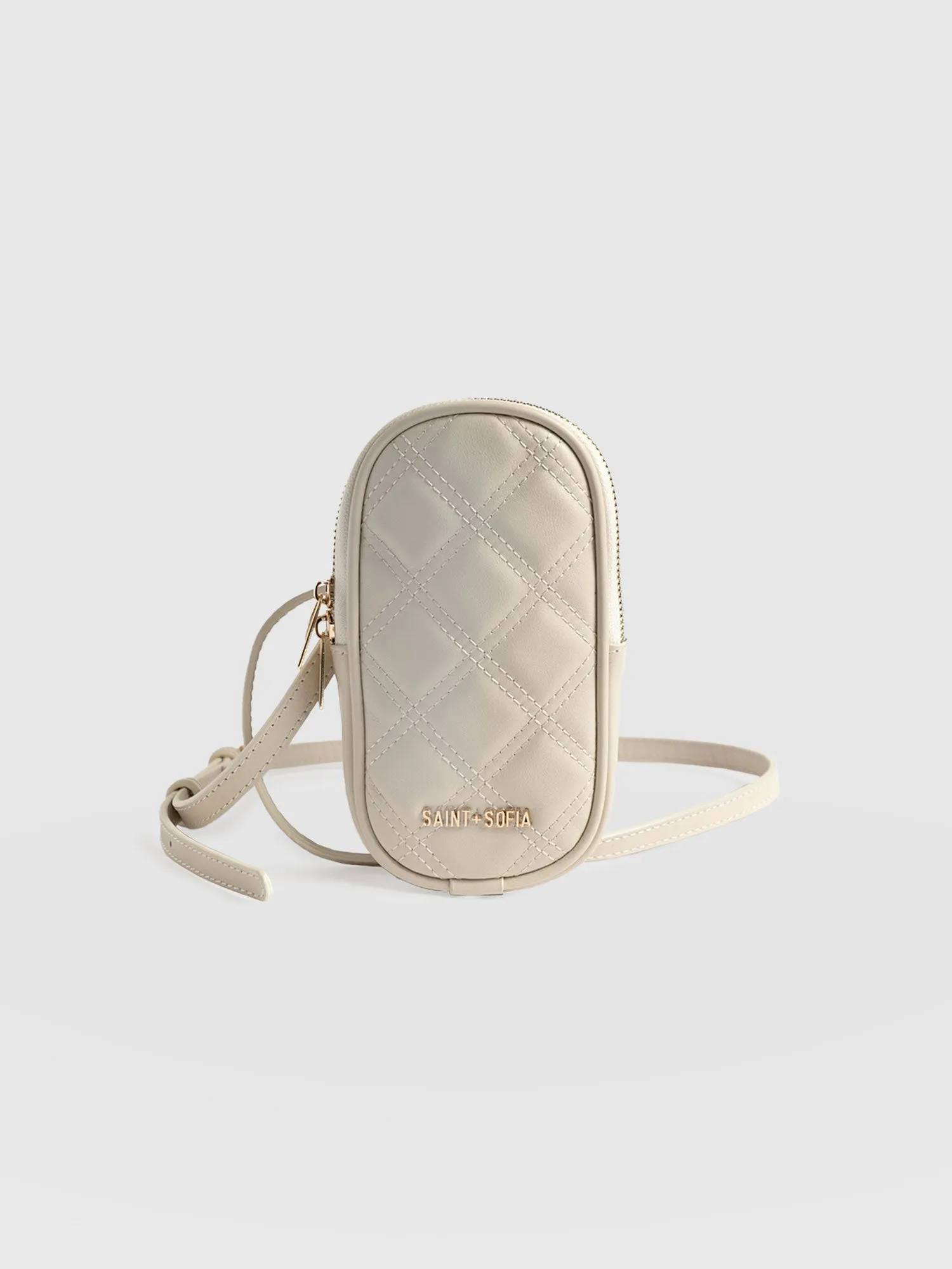 Pilton Quilted Phone Bag - Cream