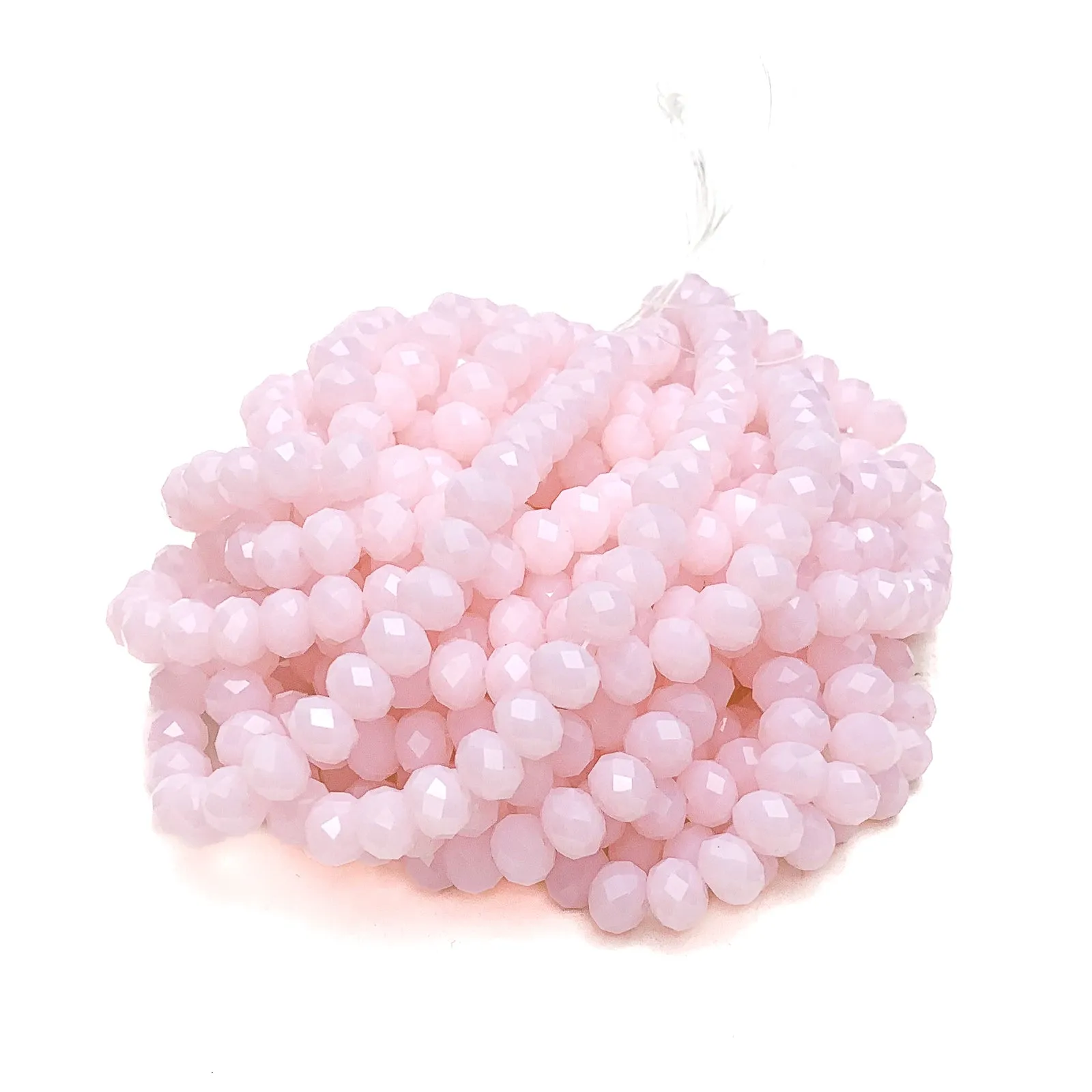 Pink Velvet 8mm Faceted Rondelle Glass Bead Strand