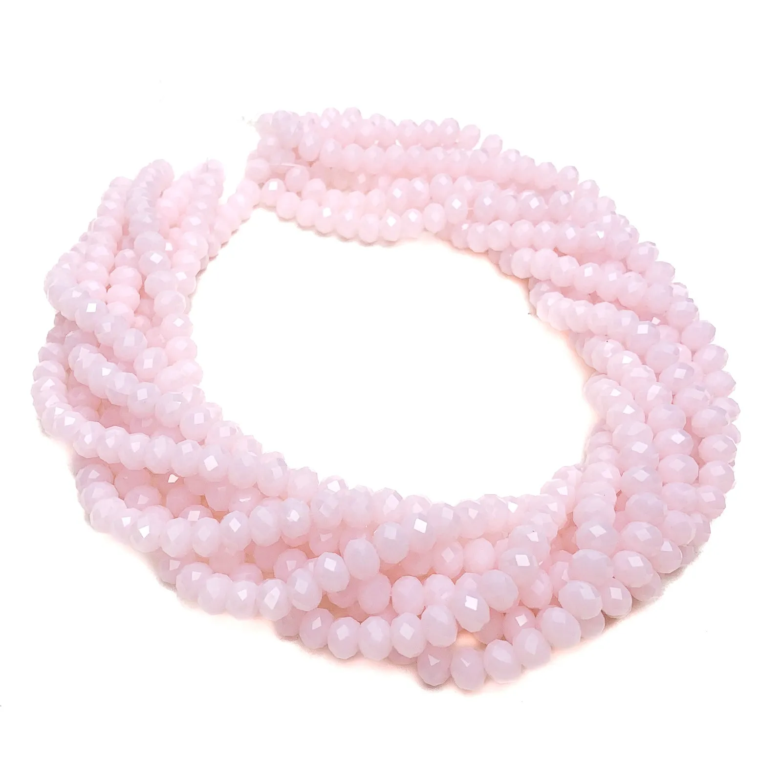 Pink Velvet 8mm Faceted Rondelle Glass Bead Strand