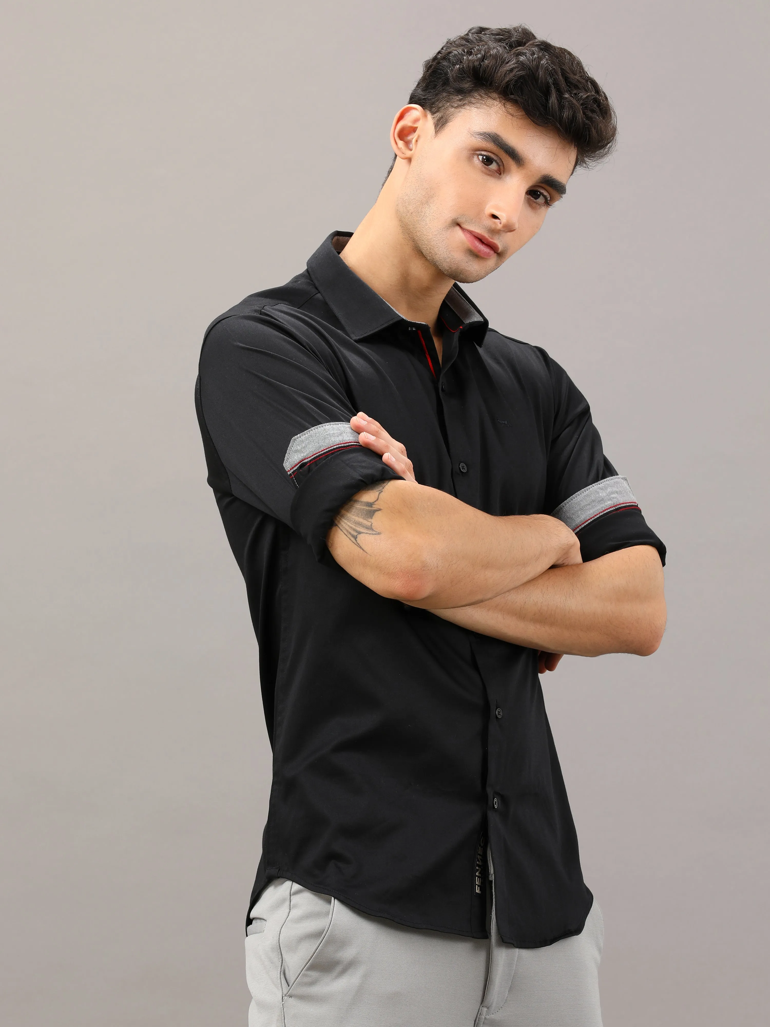 Plain Black Shirt Full Sleeve