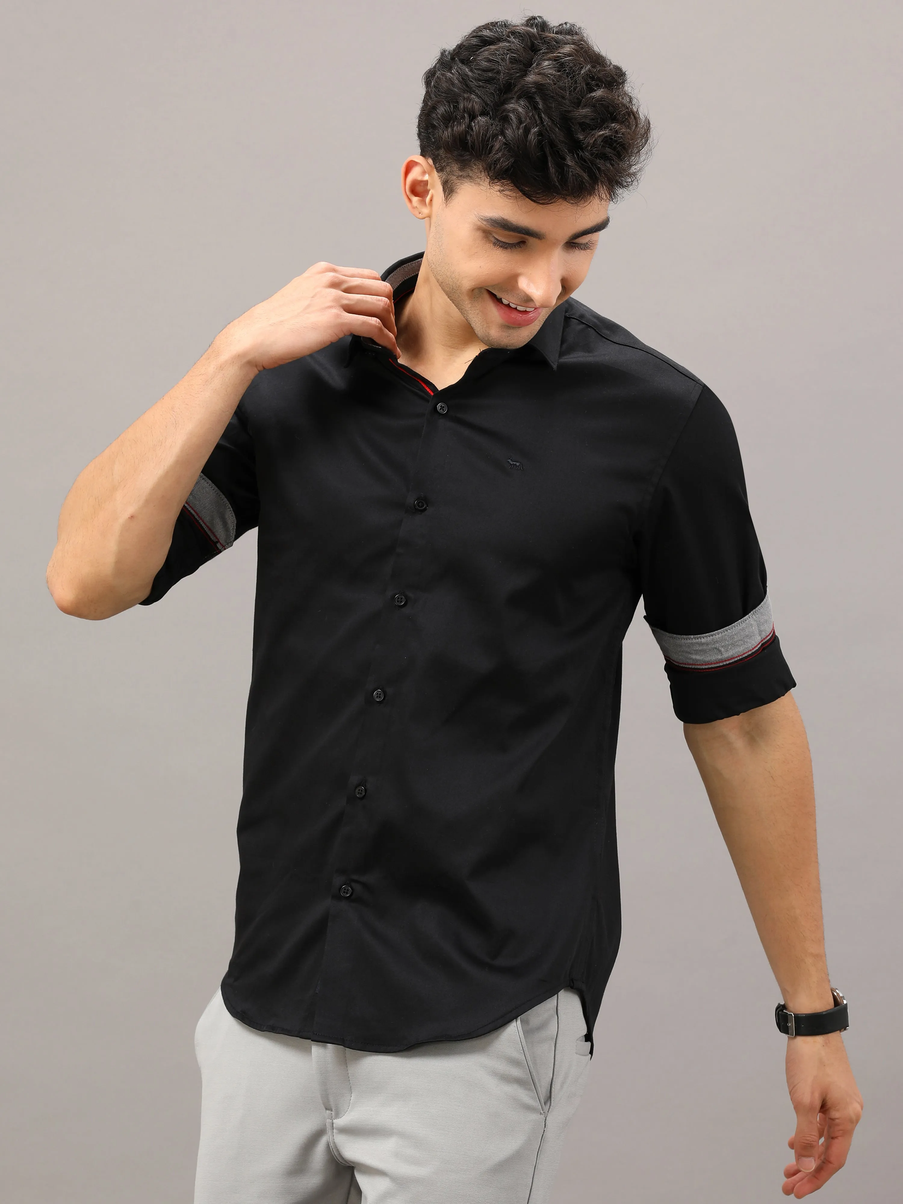 Plain Black Shirt Full Sleeve