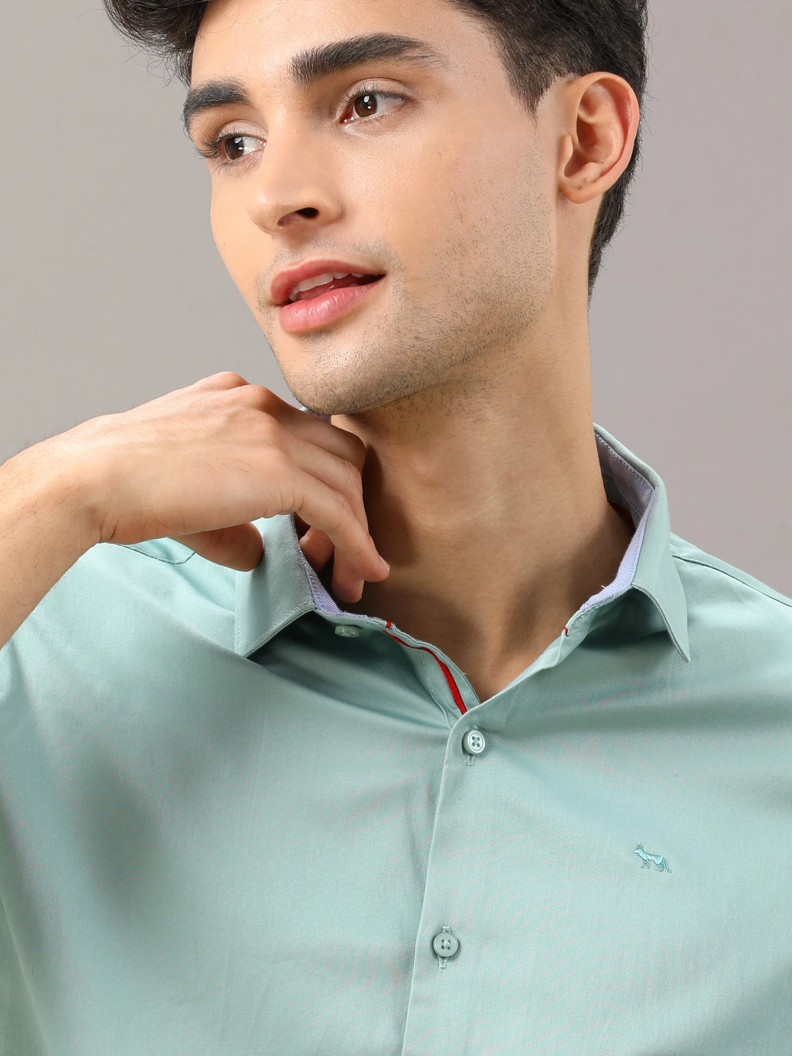 Plain Sea Blue Shirt Full Sleeve