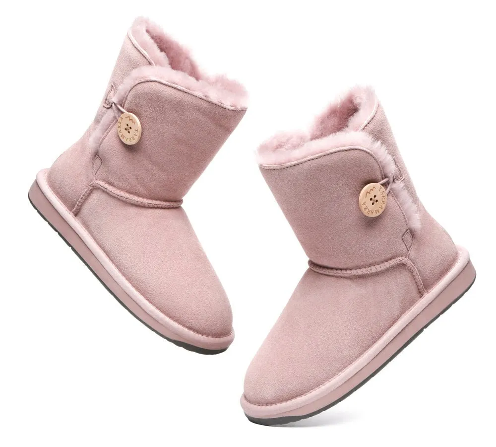 Premium Australian Sheepskin Boots Unisex Short Button Plus