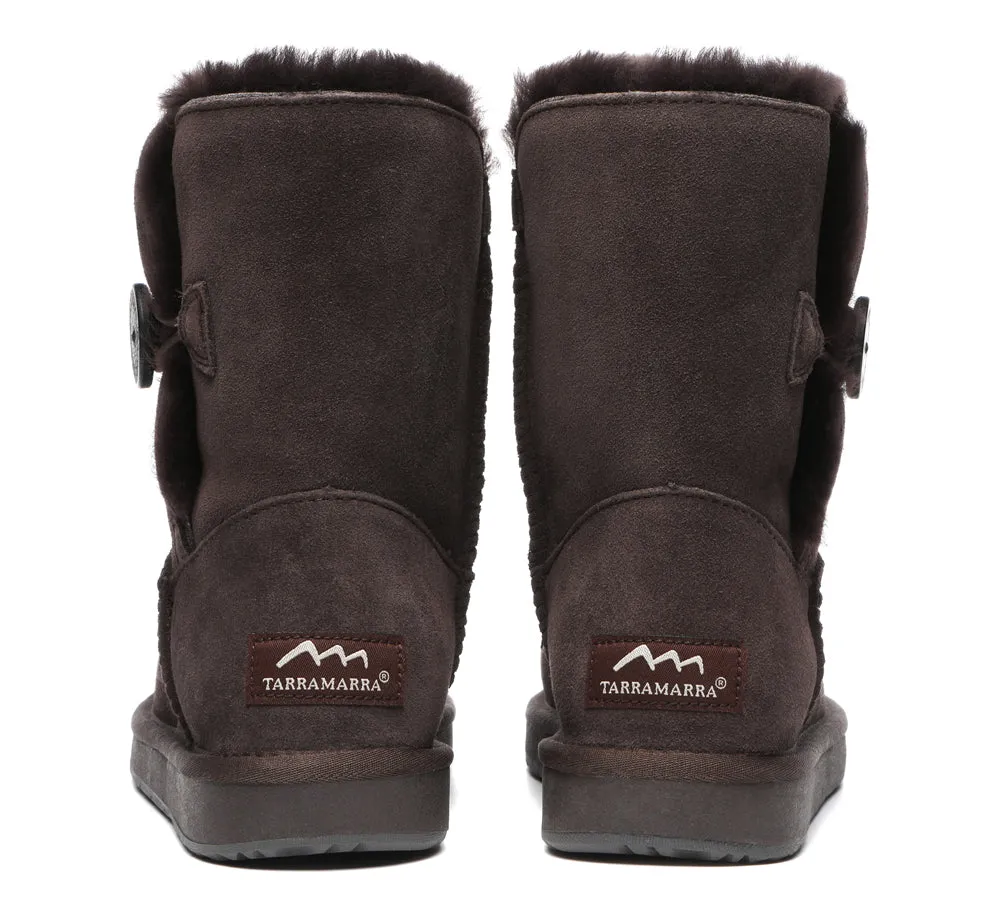 Premium Australian Sheepskin Boots Unisex Short Button Plus