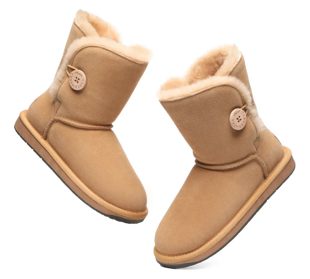 Premium Australian Sheepskin Boots Unisex Short Button Plus