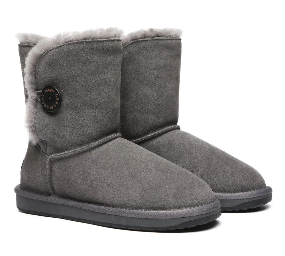 Premium Australian Sheepskin Boots Unisex Short Button Plus