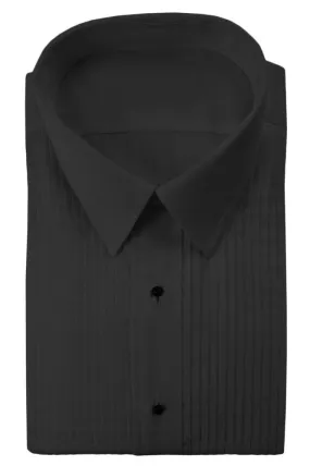 "Enzo" Black Pleated Laydown Tuxedo Shirt