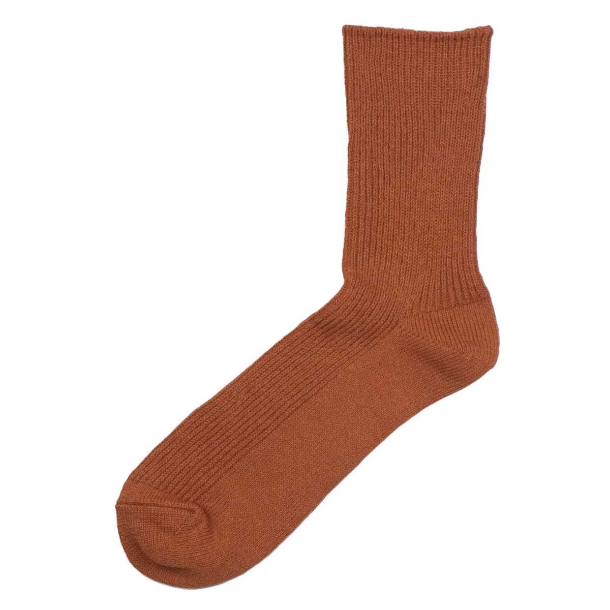 RoToTo - Washi / Recycled Cotton Rib Crew Socks - Dark Orange