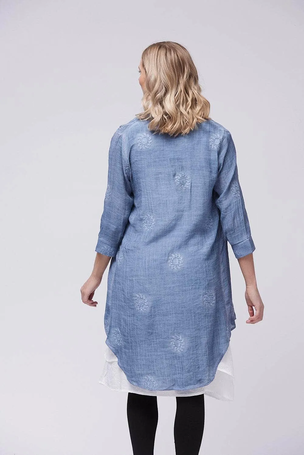 Saloos Linen-Look Layered Shirt Dress