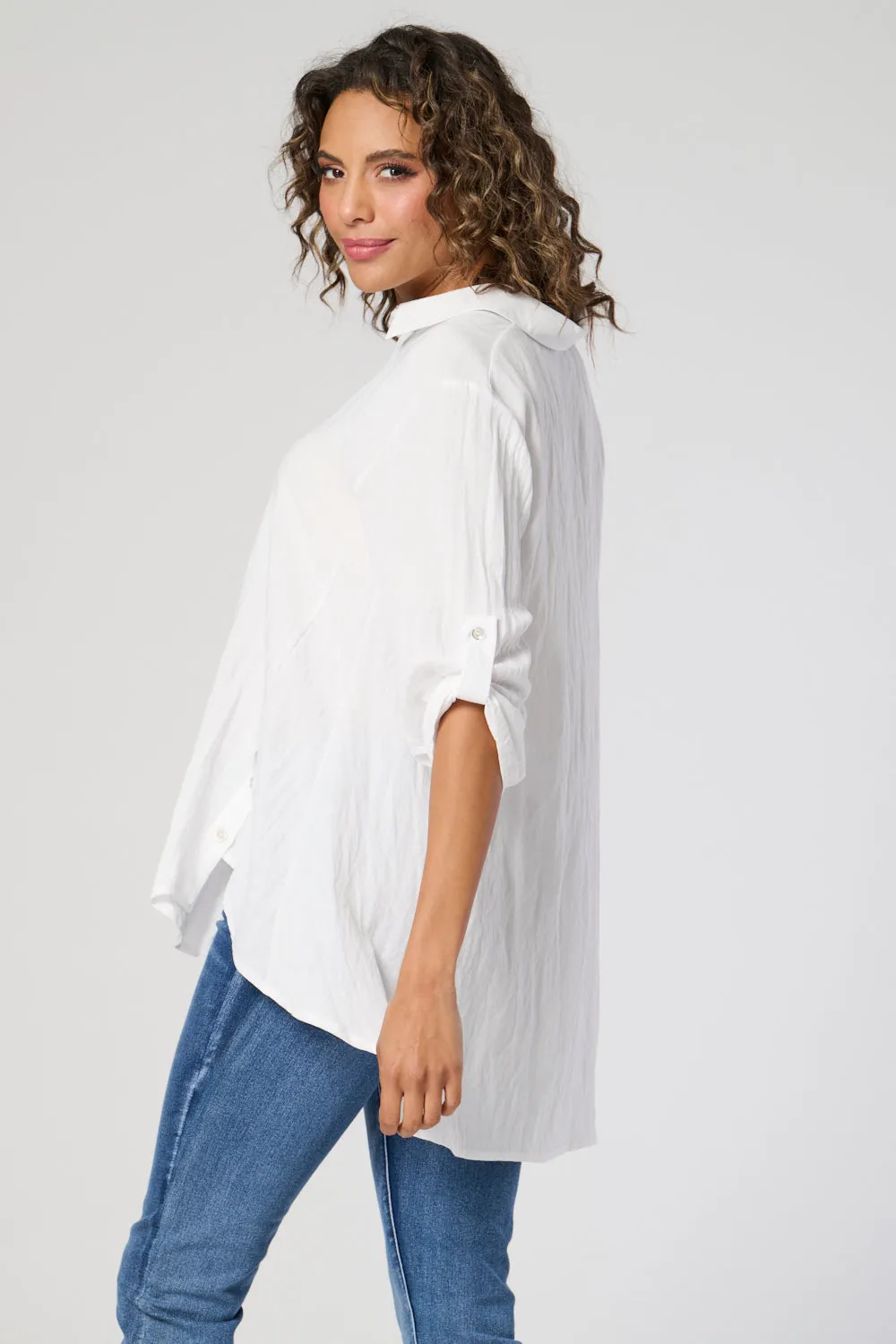 Saloos Swing Shirt with Front Hem Button Detail