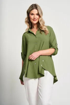 Saloos Swing Shirt with Front Hem Button Detail