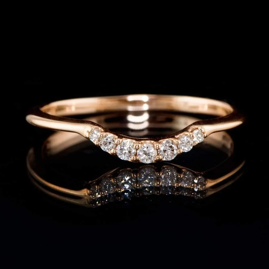 Selene - Graduated Diamond, Moissanite or Sapphire Curved Contoured Stacking Wedding Ring