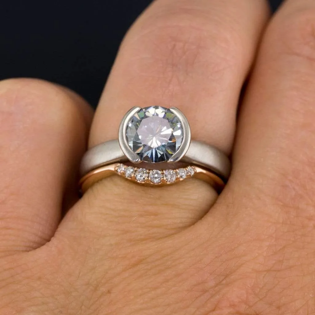 Selene - Graduated Diamond, Moissanite or Sapphire Curved Contoured Stacking Wedding Ring