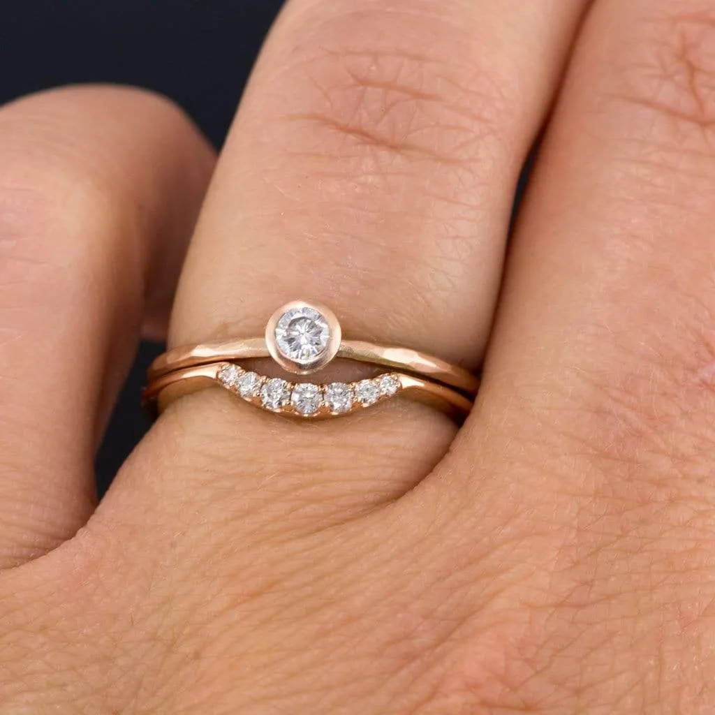 Selene - Graduated Diamond, Moissanite or Sapphire Curved Contoured Stacking Wedding Ring