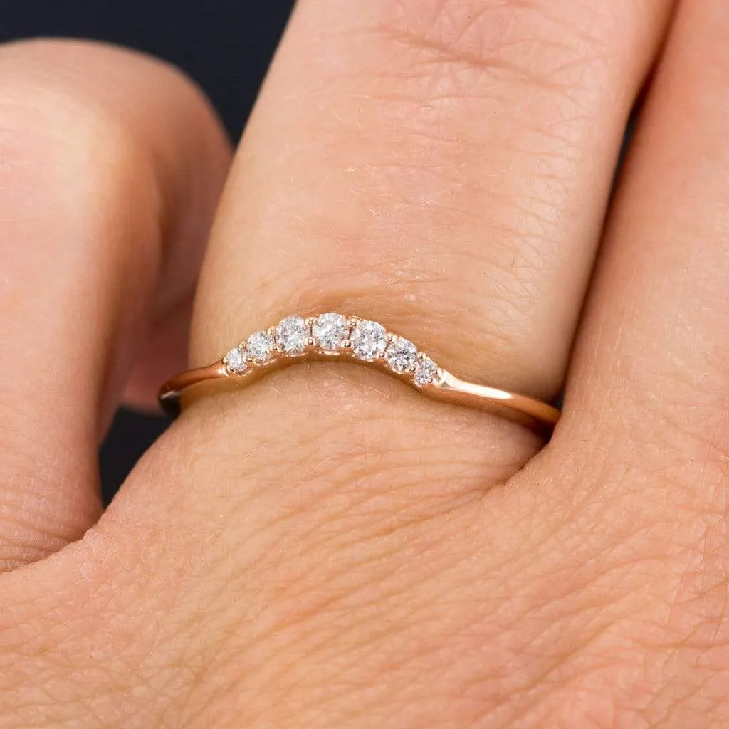 Selene - Graduated Diamond, Moissanite or Sapphire Curved Contoured Stacking Wedding Ring