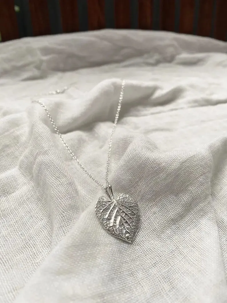 Silver heart leaf pendant by Earth Fire Jewellery