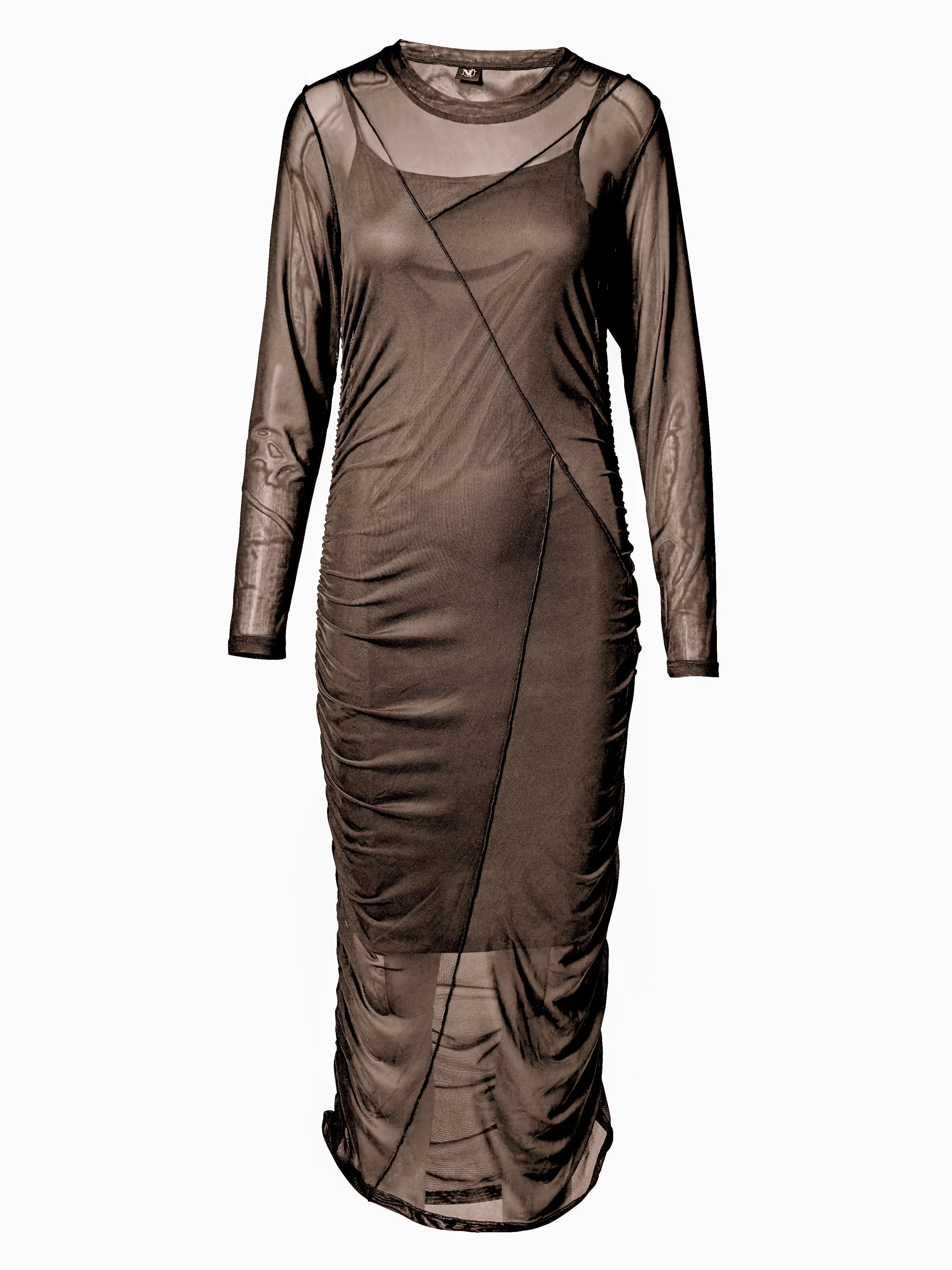 VINJA Mesh Kleid - Dark Brown