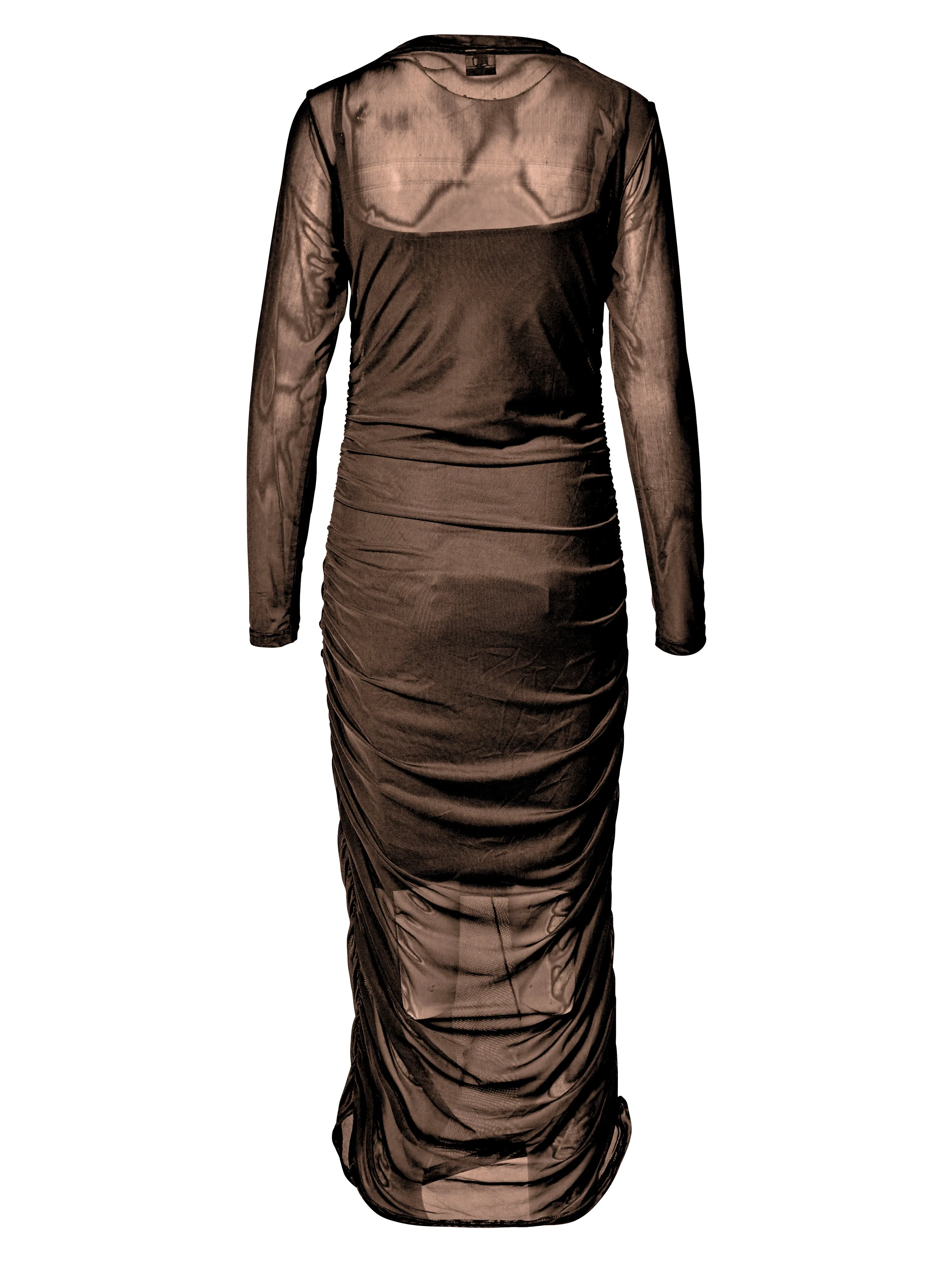 VINJA Mesh Kleid - Dark Brown