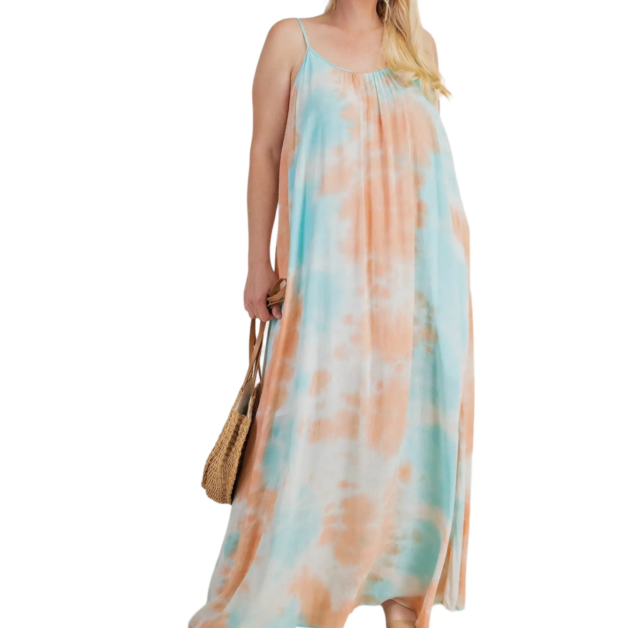 Women's Plus size Strappy Ombre Tie Dye Maxi Dress