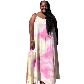 Women's Plus size Strappy Ombre Tie Dye Maxi Dress