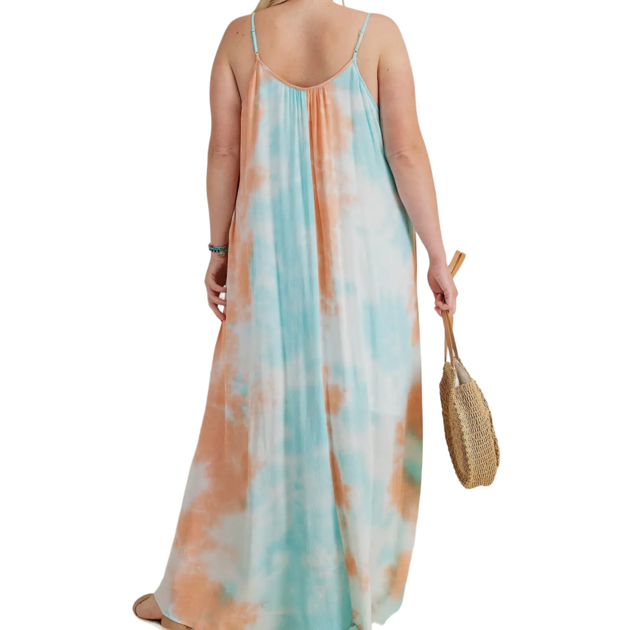 Women's Plus size Strappy Ombre Tie Dye Maxi Dress