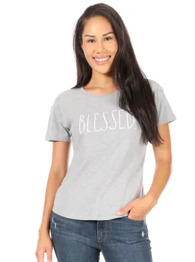 Women's "BLESSED" Short Sleeve Shirttail Hem T-Shirt